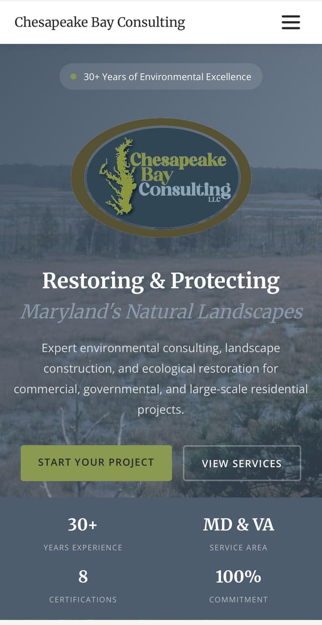 Chesapeake Bay Consulting website - mobile responsive design